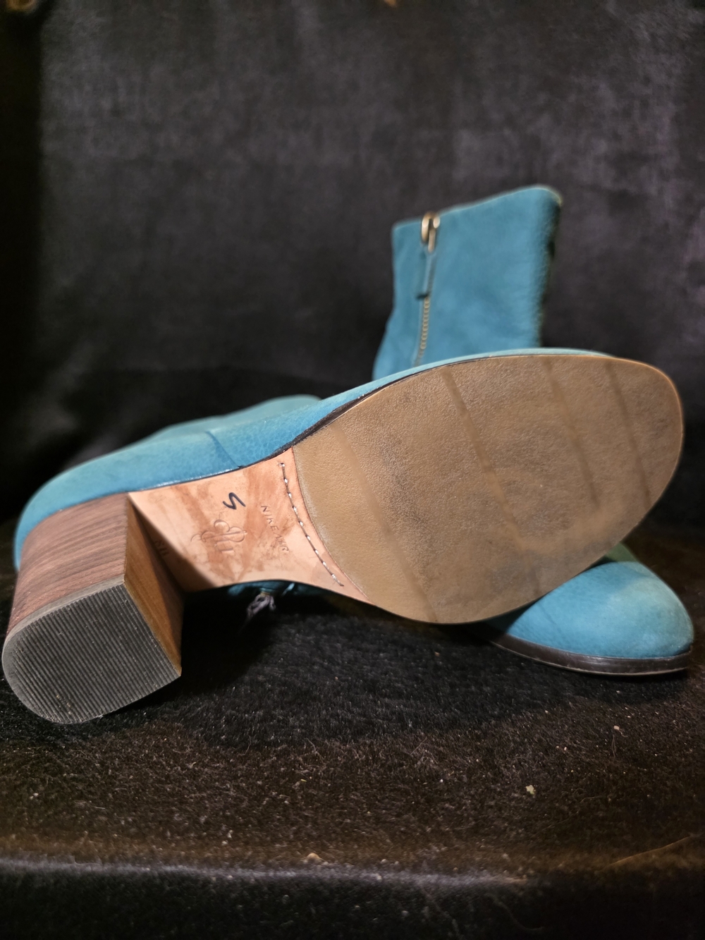 Cole Haan Teal Suede Ankle Booties with Block Heel Size 8 - Picture 7 of 9